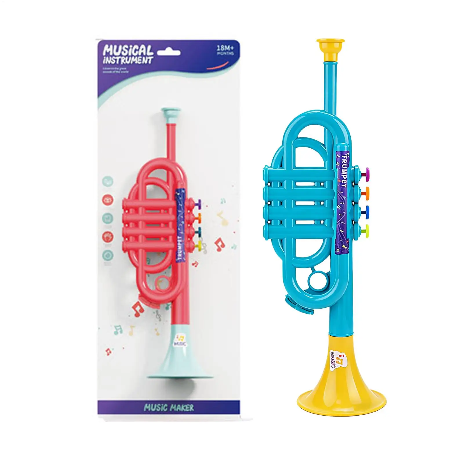 Kid Musical Toys Realistic Fun Educational Trumpet Educational Christmas Toy for Boys Girls Traveling New Year Preschool
