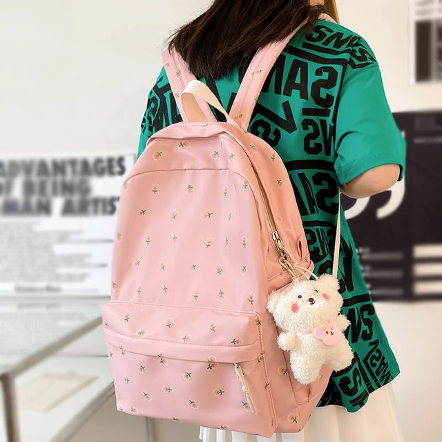 Trendy Girl Floral Print Cute Travel Book Backpack Fashion Female Laptop Student Bag New Lady College Backpack Women School Bags AliExpress