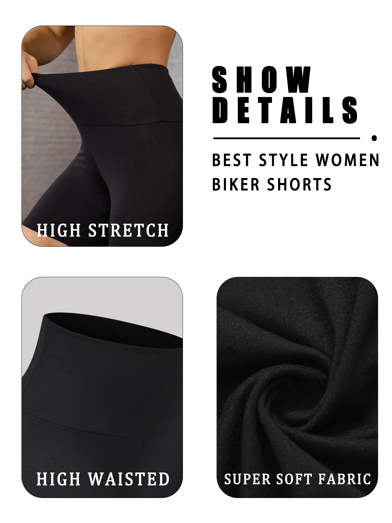 5팩 여성용 하이웨이스트 바이커 쇼츠 슈퍼 소프트 비침 방지 운동 요가 러닝 홈 캐주얼