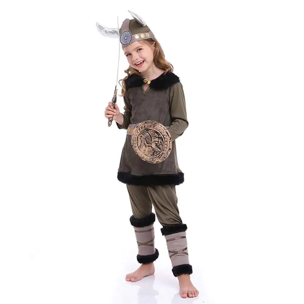 Kids Medieval Pirate Viking Cosplay Fantasy Costume Disguise for Boys Girls Children Clothing Coat Pants Outfits Halloween Suit