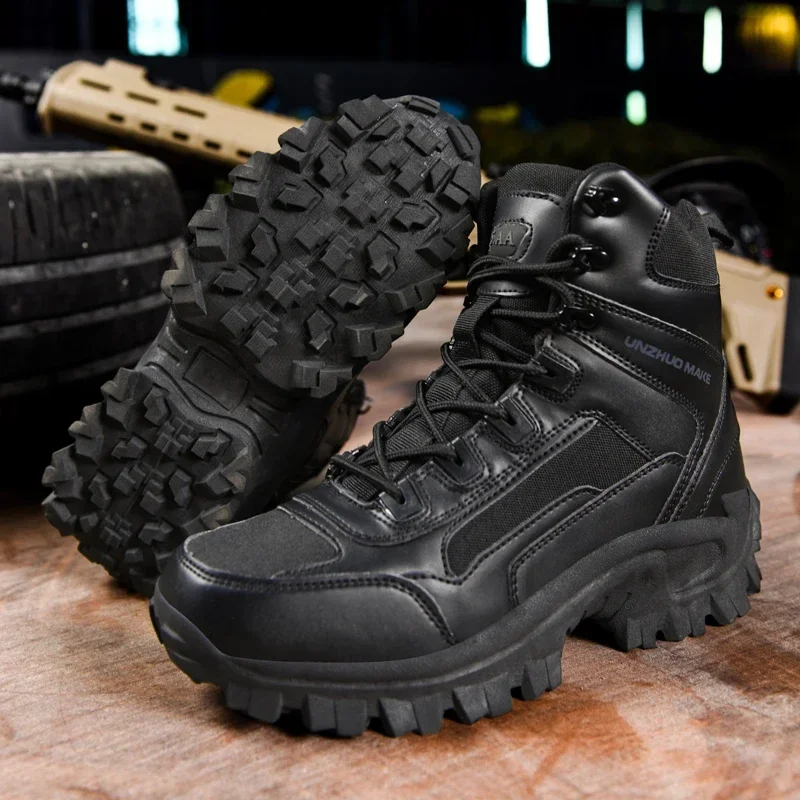 Lightweight Man Tactical Boots Combat Training Lace Up Waterproof Outdoor Hiking Breathable Hunting Platform Boots Men Shoes