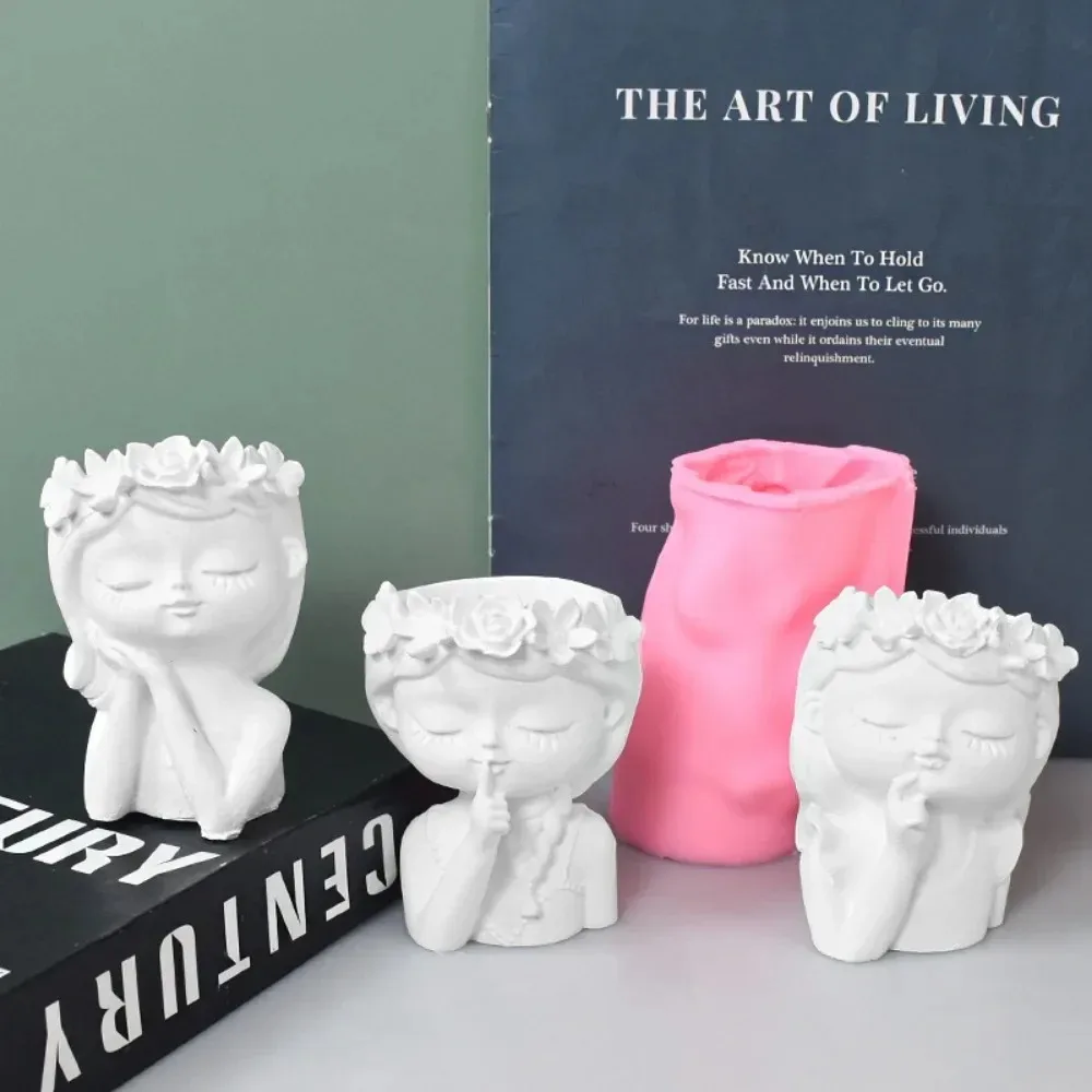 Sleeping Beauty Potted Silicone Mold Vase Garland Girl Flower Pot Gypsum Resin Epoxy Dropping Mould DIY Handmade Home Decor Gift image 3