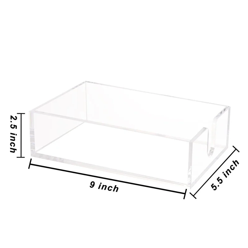 AB45 2PCS Transparent Desk Stand Acrylic Desktops Storage Containers For Office And School Restaurant Tissue Holder