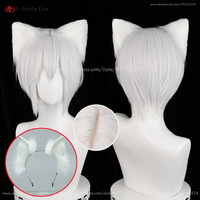 Tomoe Anime Cosplay Wig 30cm Short Silver White Wigs With Ear Heat Resistant Synthetic Hair