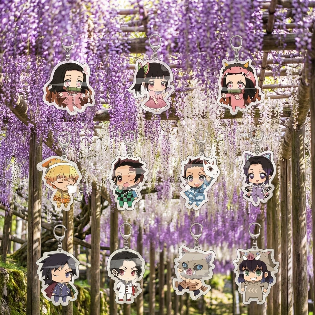 

Акриловый брелок-подвеска «Аниме: Клинок, рассекающий демонов» с персонажами: Камадо Танджиро, Агацума Зеницу, Нэзуко, Хашибира Иноске