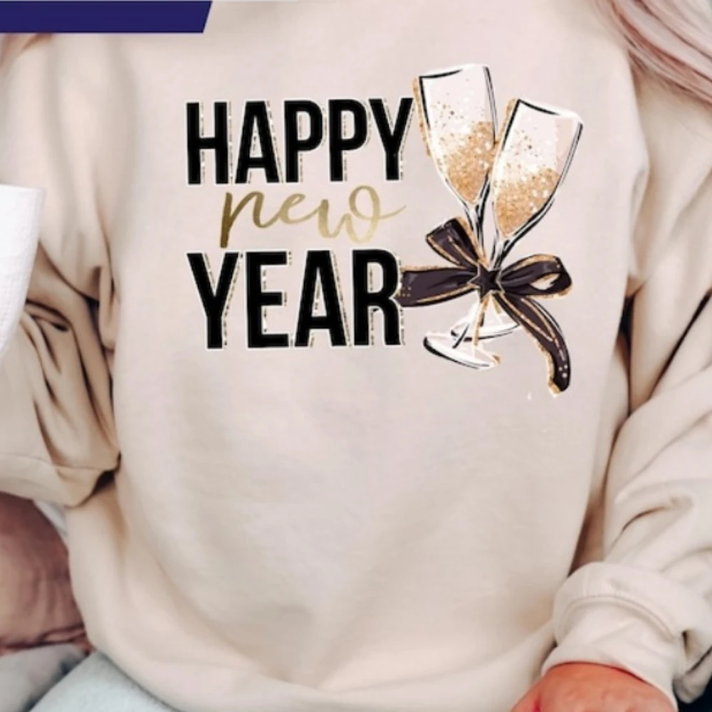 

Толстовка Happy New Year Cheers Champagne унисекс, осенне-зимний теплый спортивный костюм, эстетичная одежда, женская толстовка с капюшоном