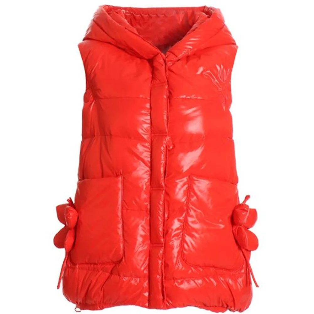 Down jacket flower vest new white duck down vest jacket fashion women