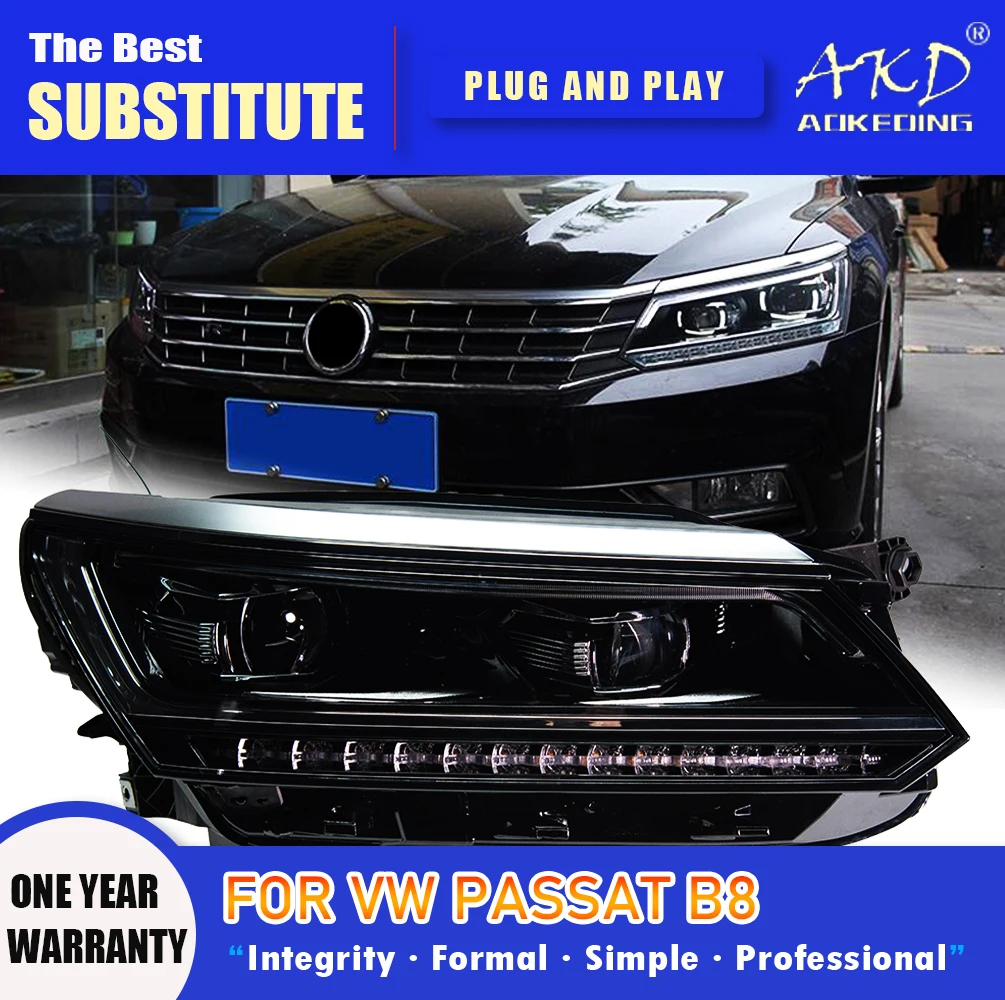 

AKD Head Lamp for VW Passat B8 LED Headlight 2016-2019 Headlights US Version DRL Turn Signal High Beam Angel Eye Projector Lens