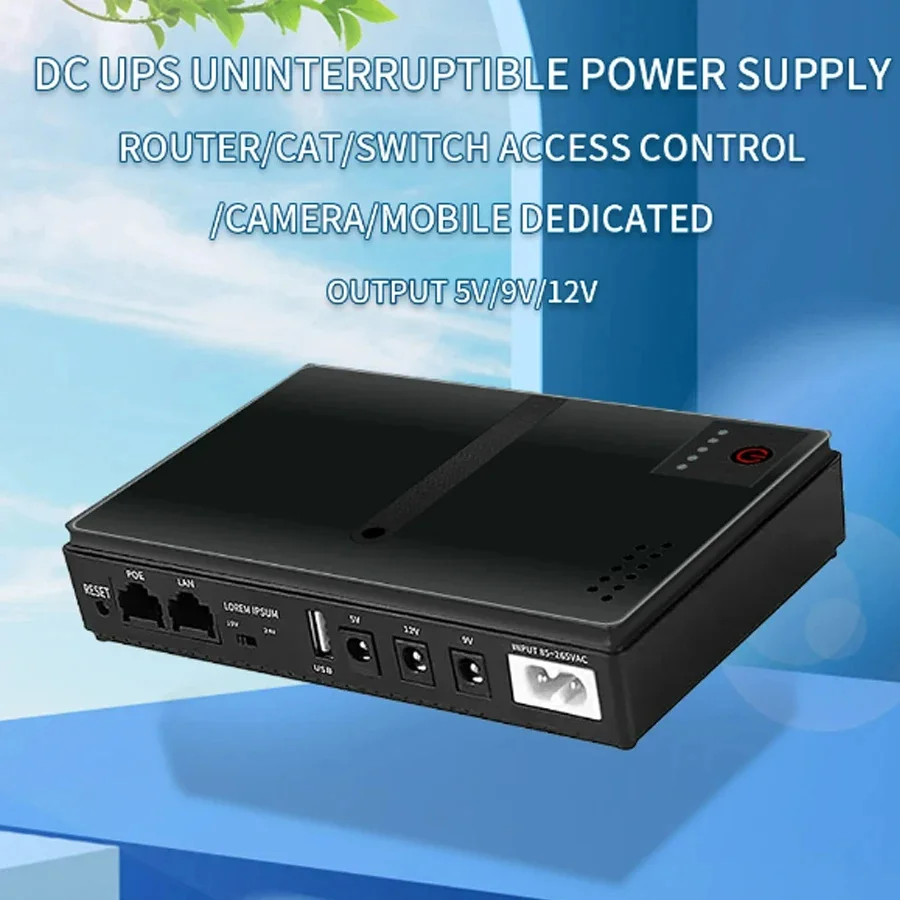 AC85-265V DC1018P Router 5V9V12V Optical Cat Monitor Backup Uninterruptible 10400Mah Power Supply Cell Phone Charger DC UPS