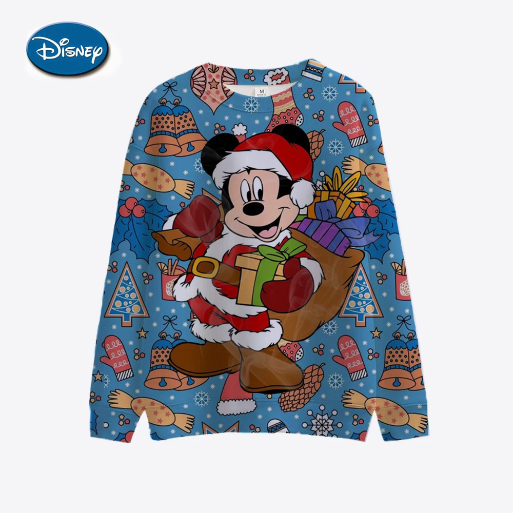 New Y2K Merry Christmas Disney Mickey and Minnie Fall Harajuku Crew Neck Casual Women\'s Long Sleeve Sweatshirt Ladies Top 2024