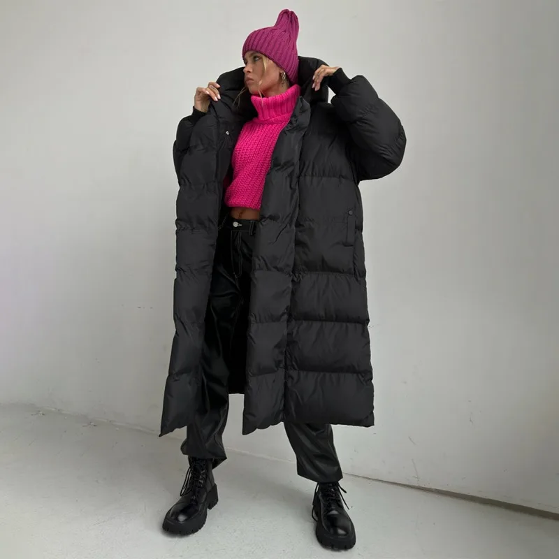 Veste d'hiver à manches longues pour femme, sweat à capuche, parka décontractée, épissage de poche, manteau chaud, mode soignée, nouveau