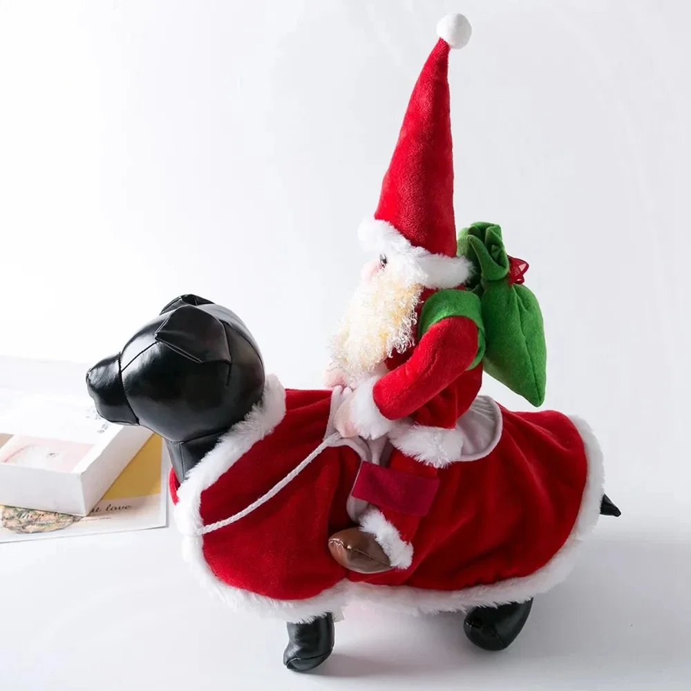 Cloududa Natal Dog Costume Engraçado Natal Papai Noel Montando em Pet Holiday Outfit Roupas Vestir