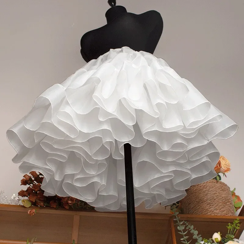 Enagua corta de crinolina para mujer y niña, enagua de cintura elástica para adulto, para vestido de novia, Cosplay, vestido con dobladillo grande, falda blanca