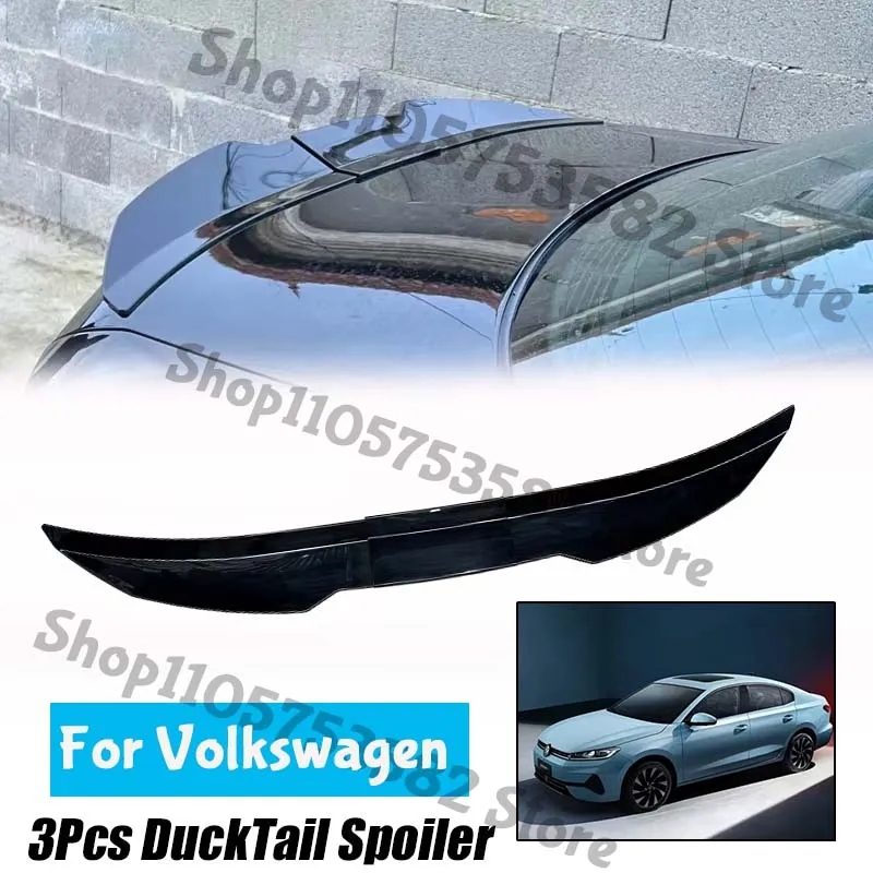 3Pcs Ducktail High Kick Trunk Spoiler For Volkswagen Universal Rear Boot Wing For Multi Models Car