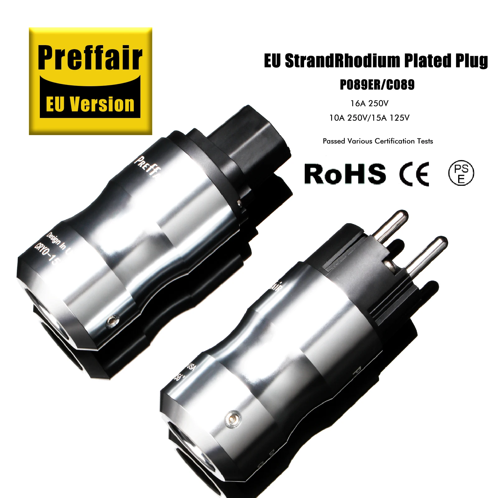 HI-End Preffair CRYO-156° Rhodium Plated EU/US Plug AC Power Connector For Audio DIY Power Cable IEC320 C19/C7 Power Connector