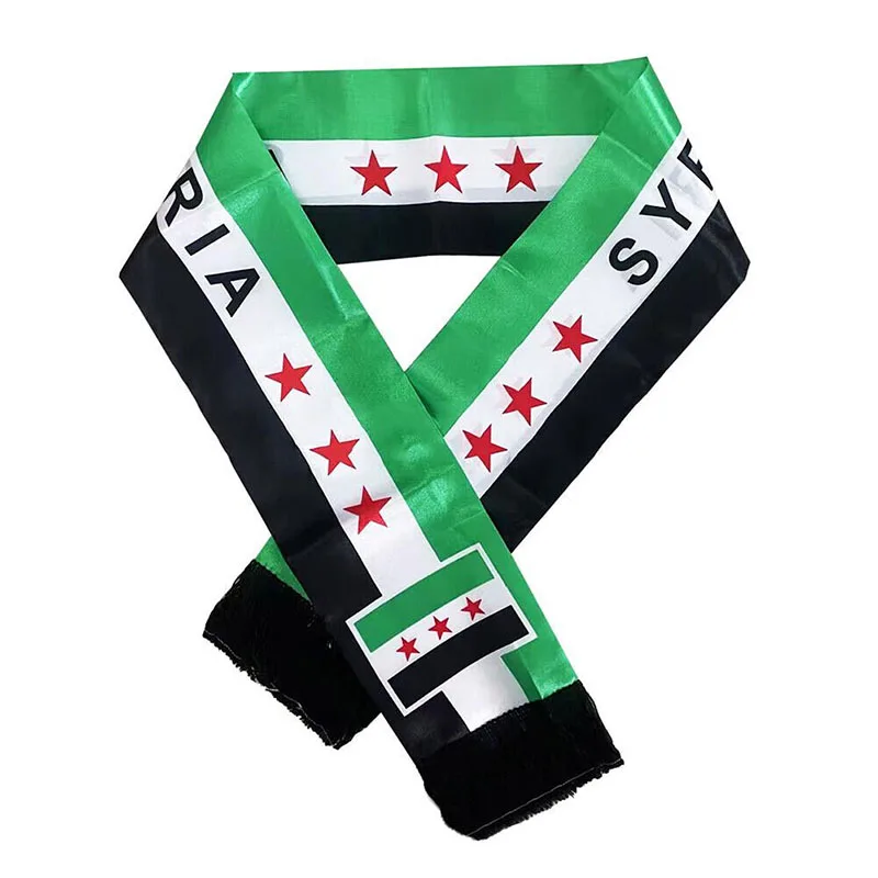 Syria Scarf 53inch Lightweight Printed Knitted Style Scarf The Syrian Arab Republic Syrian Three Star Banner Outdoor Decoration