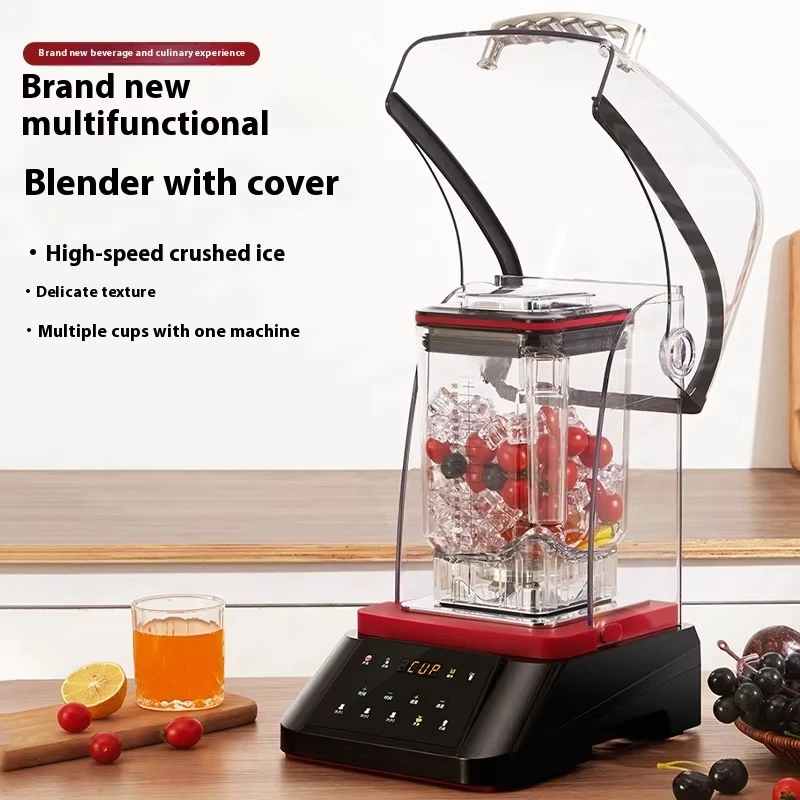 Commercial Electric Ice Crusher Blender Soundproof Cover for Fruit Milk Tea Shop Automatic Machine