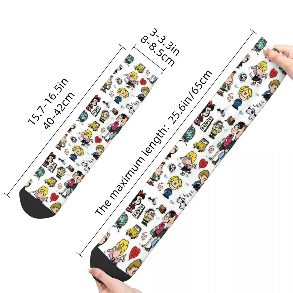 And Her Characters Mafalda Miguelito Comic Kawaii Drawstring Socks School Cartoon Pattern Socks harajuku Men Happy hip hop