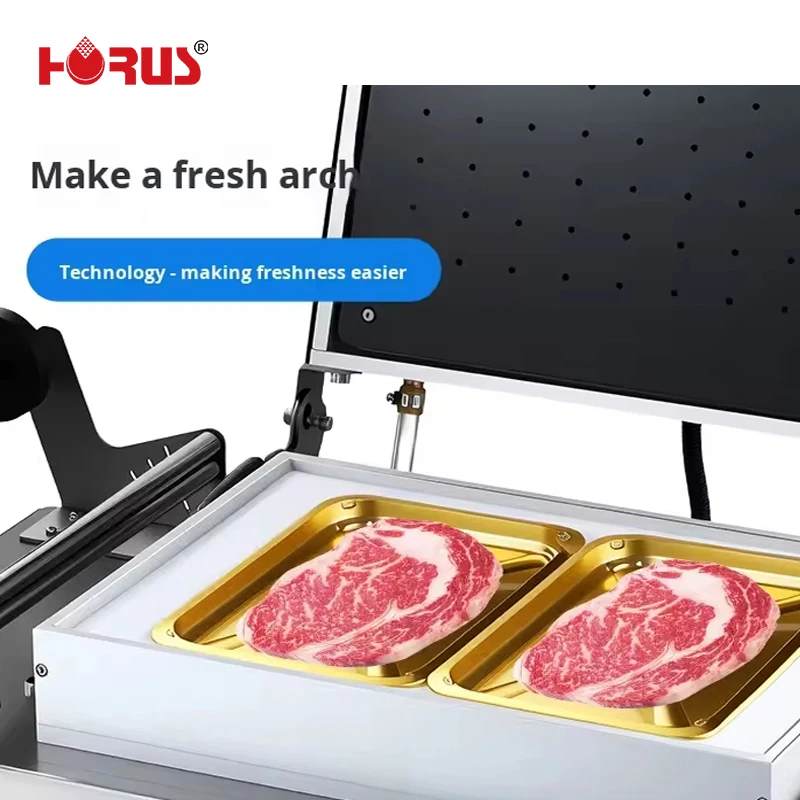 Horus Small Food Meat Beef Tray Sealer Vacuum Film Skin Thermoforming Packaging Sealing Machine Manufacturer