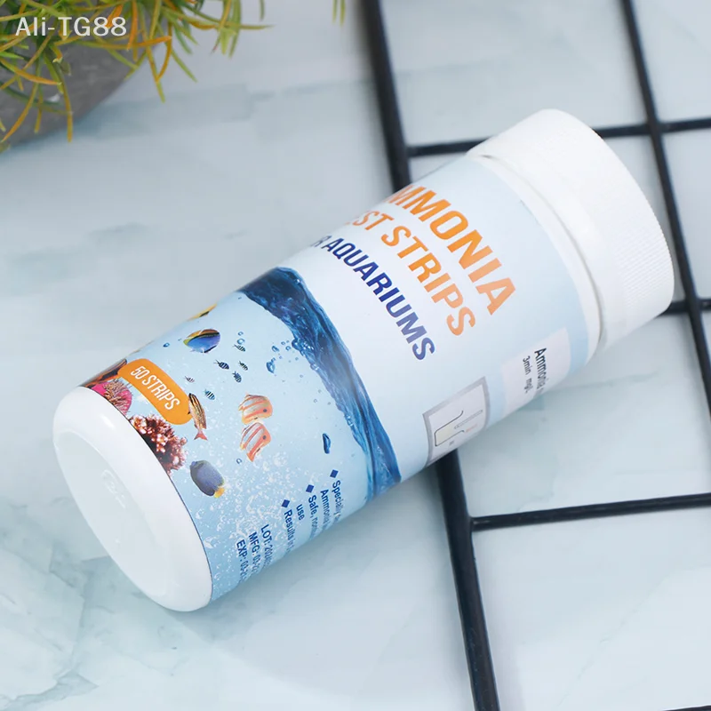 Tiras reactivas rápidas de calidad del agua, nitrógeno y amoniaco, 50 Uds., para acuario, pecera, esenciales para mantenimiento de vida acuática