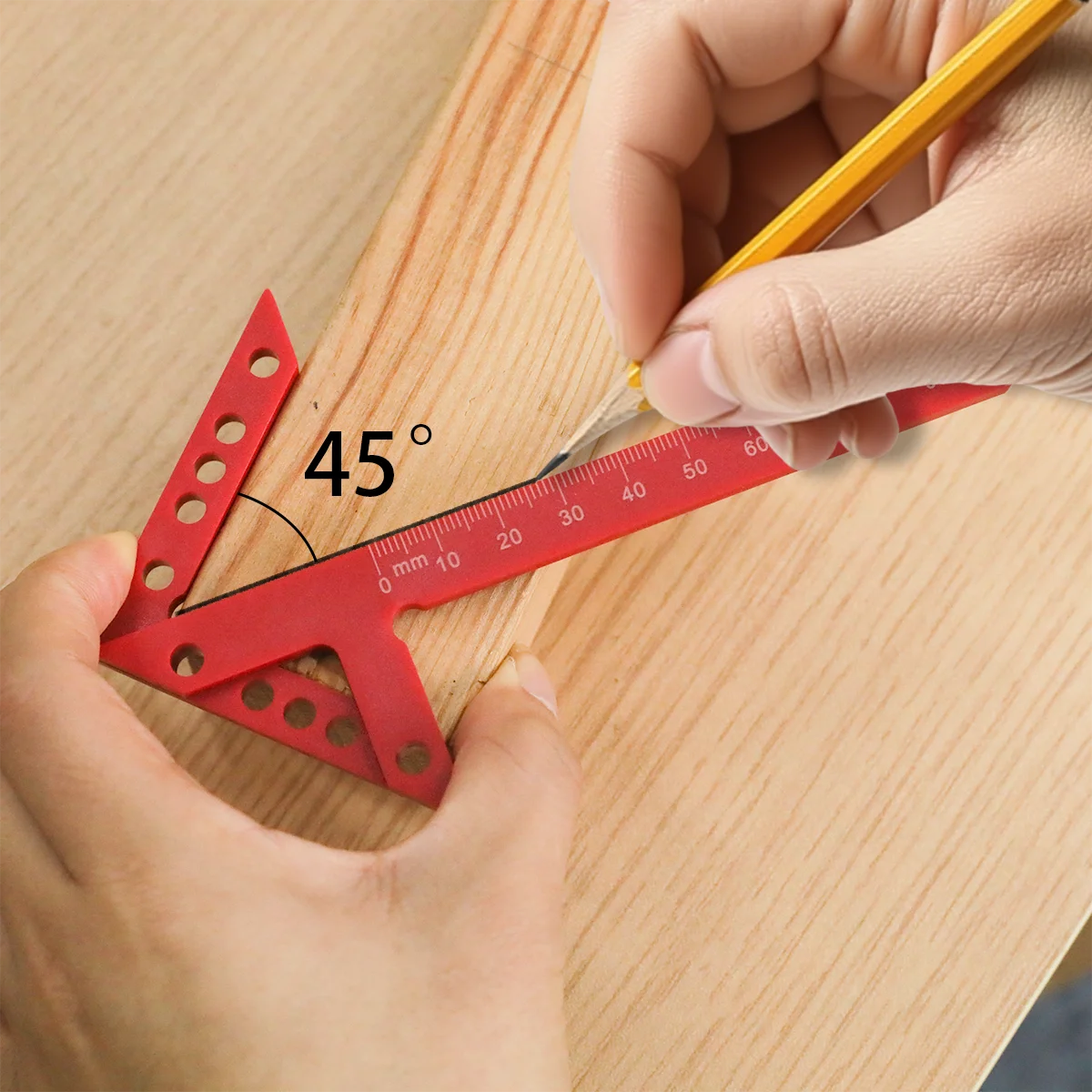 Woodworking 45/90 Degree Center Finder Measuring Ruler, Angle Marking Scribe Tool for Accurate Layout and DIY Carpentry Projects