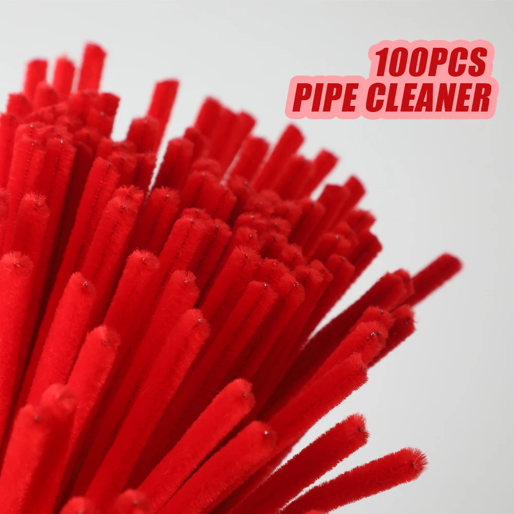 100 Pcs Red Pipe Cleaners for Crafts,Pipe Cleaner Crafts,Chenille Stems for Craft Kids DIY Arts&Crafts Supplies