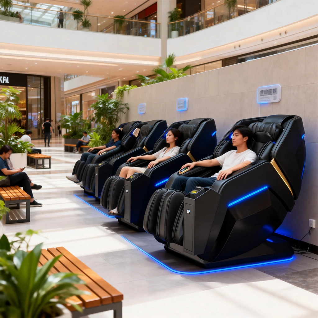 

Массажное кресло 3D класса люкс 2025 года с функцией невесомости, для коммерческого использования, с приемом монет и купюр, с подогревом, из кожи