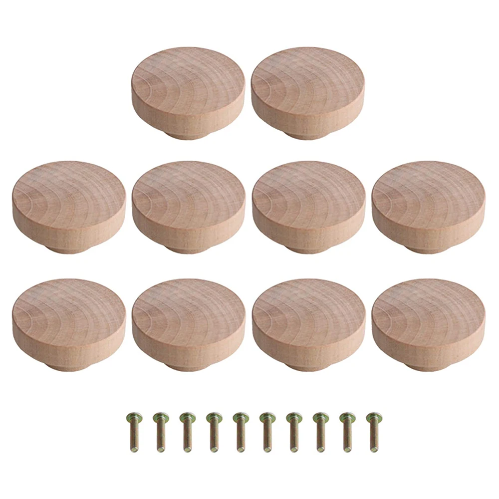10/20pcs Home Accessory 50x25mm Natural Wood Bedroom Furniture Handles Round Pull Knobs For Drawer Shoebox Cupboard Cabinet Door