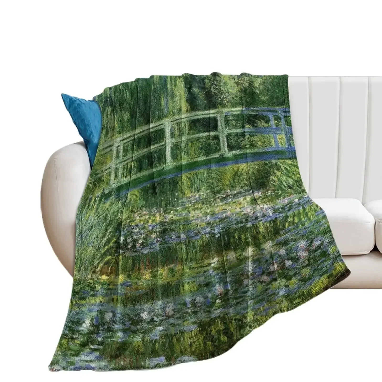 Abstract Bridge And Water Lilies Throw Blanket Extra Large Throw Thin Blankets