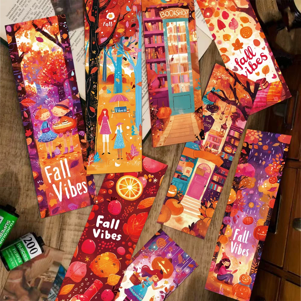 30pcs fall bookmarks falling leaves harvest decorations students office supplies books book pages labeling card decorations DIY