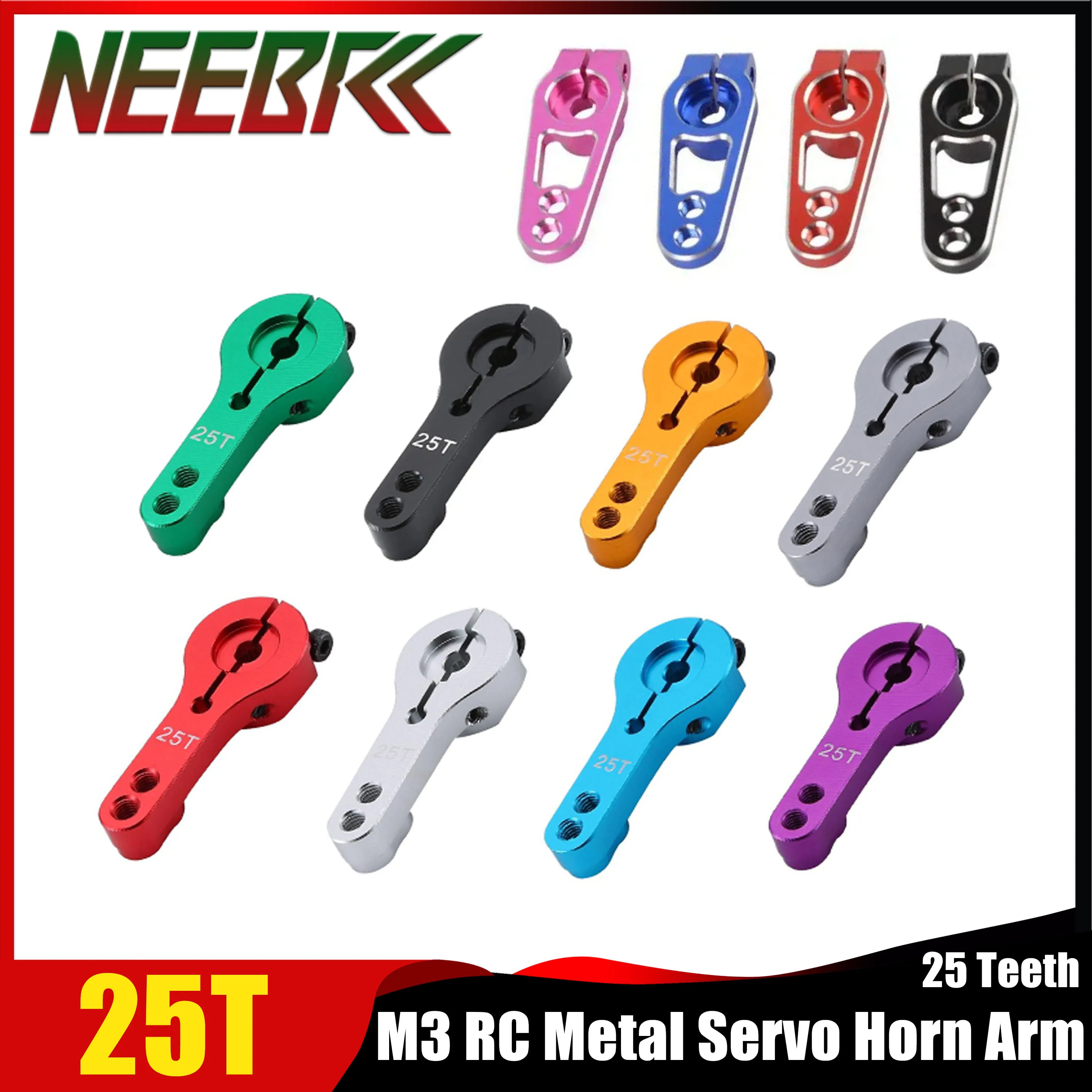 

NEEBRC 25T M3 RC Металлический алюминиевый сервопривод с 25 зубьями для MG995 MG996R Futaba Savox Xcore HL HD Power JX SPT DIY Обновление деталей