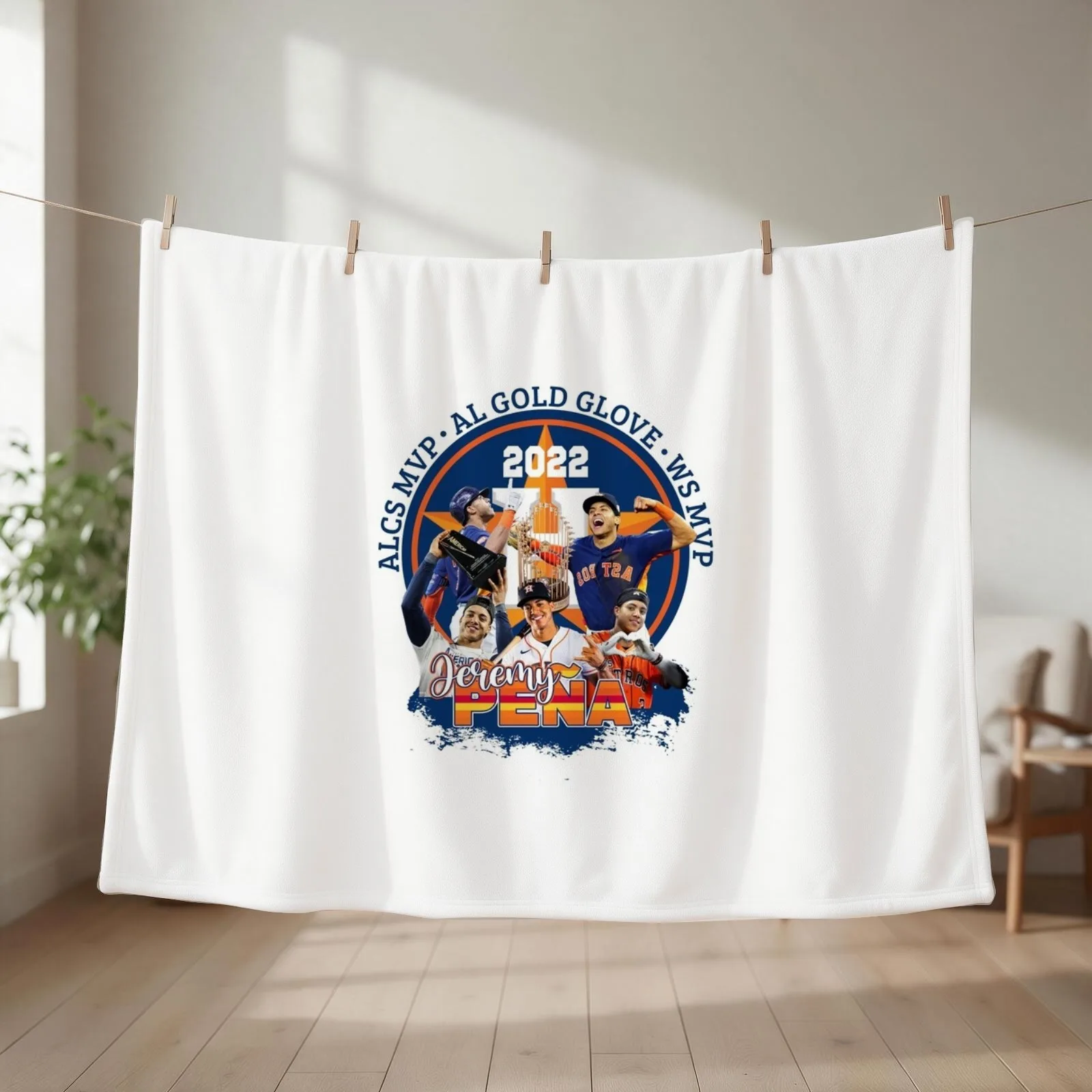 Jeremy Pena Baseball World Series Throw Blanket couch cozy soft plush fuzzy picnic outdoor blanket