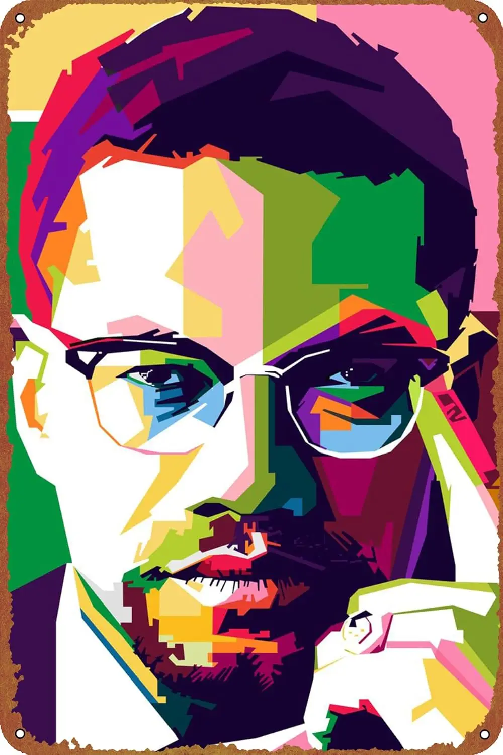 Malcolm X Portrait Tin Sign Retro Metal Movie Poster Art Wall Home Decor 8x12 Inches