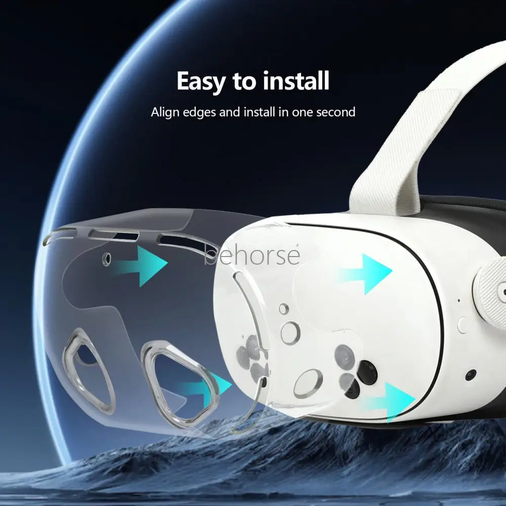 غطاء حماية شفاف لـ Meta Quest 3S VR Shell Case واقي سماعة الرأس غطاء شفاف مقاوم للصدمات ملحقات VR