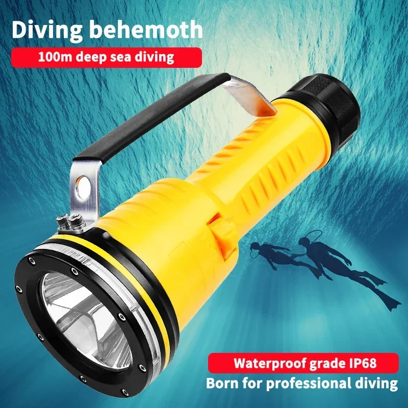 004 High Power LED Flashlight Outdoor Diving Portable Underwater Searchlight Aluminum Alloy Body Rechargeable