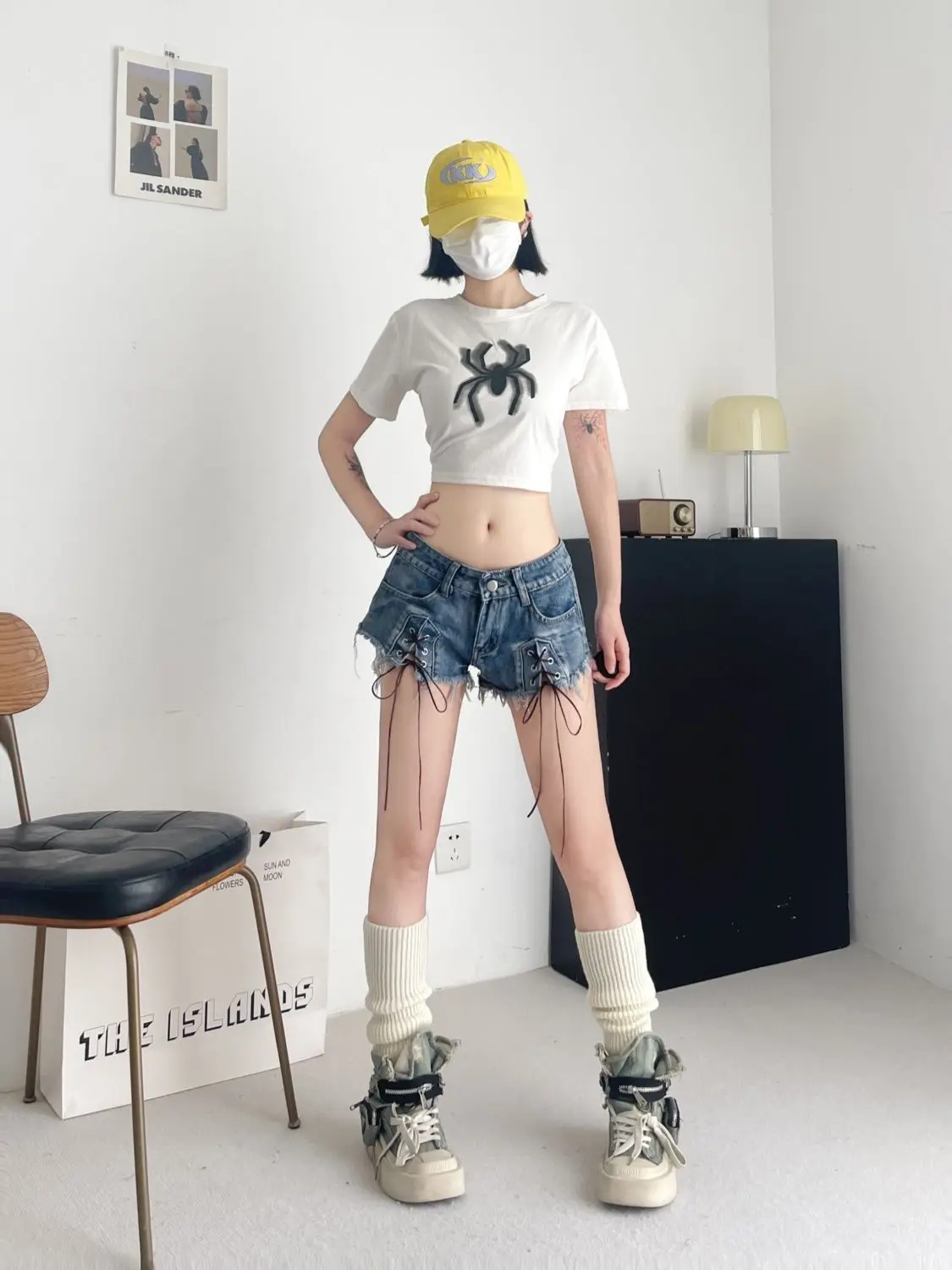 sexy lace-up low-rise denim shorts 2025 summern new women's jeans y2k shorts feminino