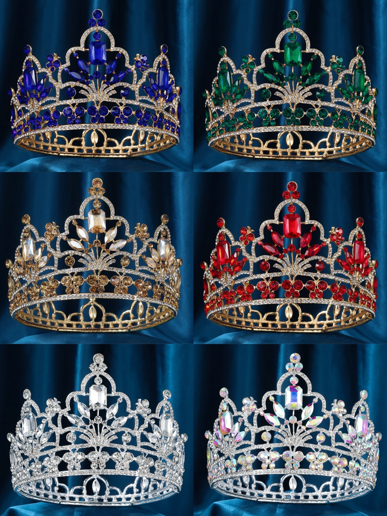Vintage Baroque AB Crystal Wedding Hair Accessories Rhinestone Bridal Tiara And Crowns Women Girls Princess Head Jewelry