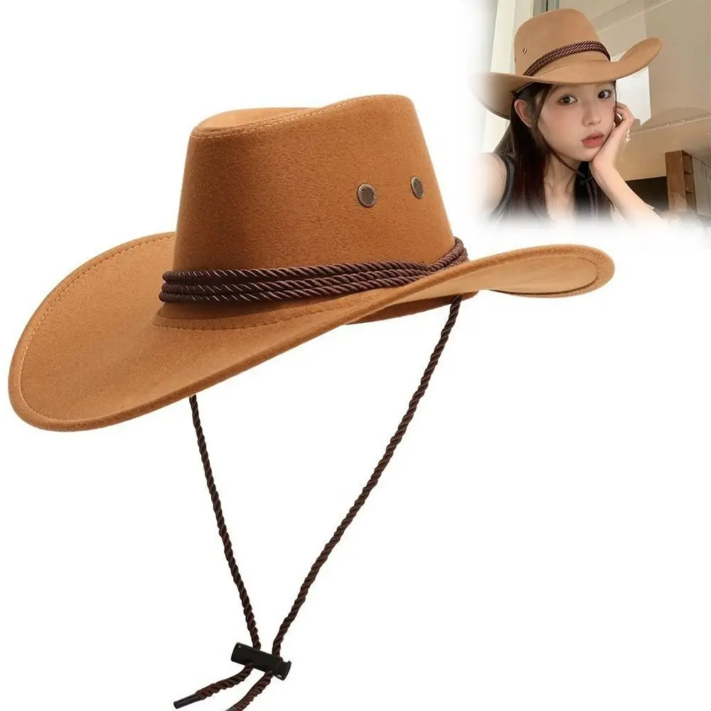 Fashion Western Style Western Cowboy Hat Ethnic Style Large Brim Jazz Hat Mongolian Caps Travel