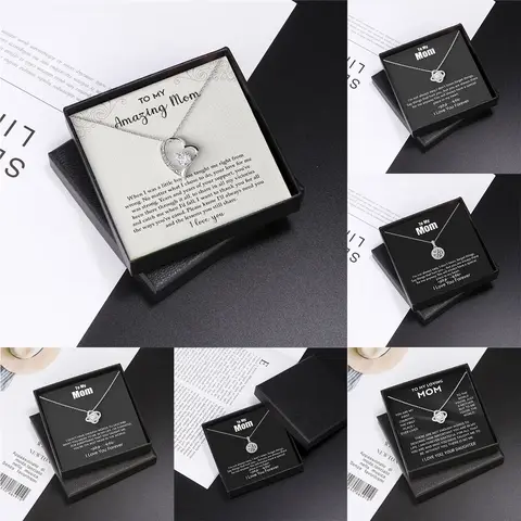 Stainless Steel Chain Necklace With Four-Leaf Clover And Heart Shaped Pendant Cross-Border Love Letter To My Mom Jewelry Accesso