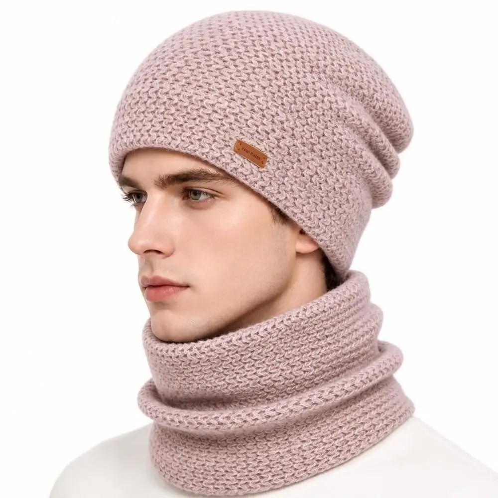 Fashion Thicken Soft Hat Scarf Set Windproof Coldproof Warm Beanie Hat Knit Ear Protection for Autumn Winter