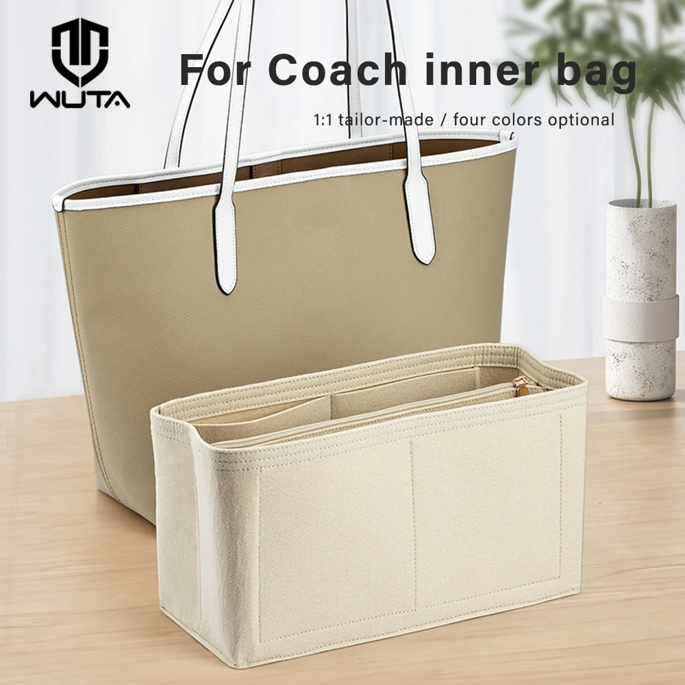 WUTA Inner Bags For Coach Felt Insert Bag Makeup Handbag Organizer Travel Purse Portable Zipper Cosmetic Bags Storage Tote