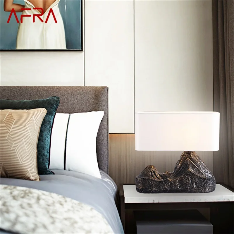 AFRA Creative Resin Table Lamp Mountains Shade LED Decorative Desk Lighting for Home Bedside