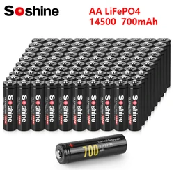 Soshine 100pc 700mAh 14500 LiFePO4 Battery 3.2V AA Rechargeable Battery 1000 Cycles Time for Wireless Mouse Flashlight Wholesale