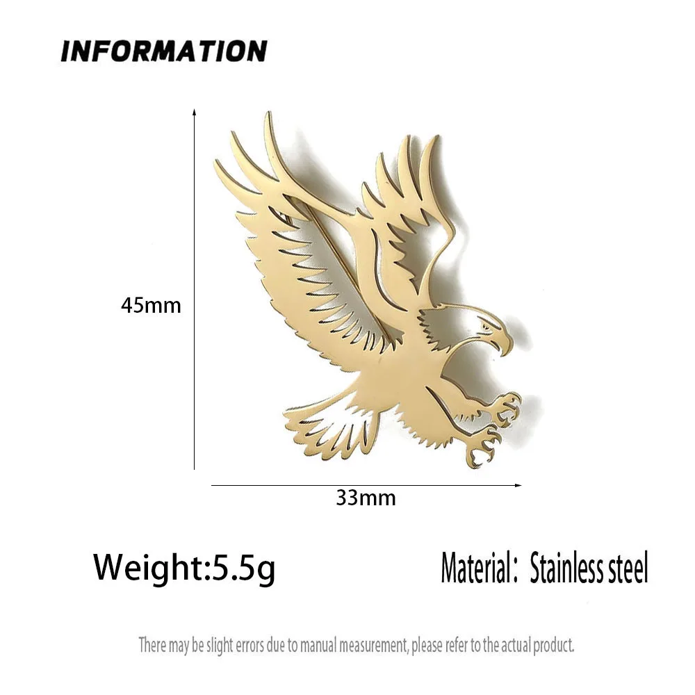 316L Stainless Steel Plated 18K Gold Spread‑Wing Eagle Brooch Lapel Pin for Jacket Backpack Unisex Jewelry Gift