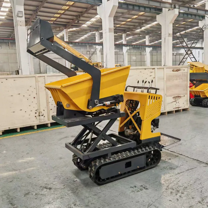 Small mini lift and shovel integrated truck, construction site farm handling and unloading full hydraulic crawler dump truck