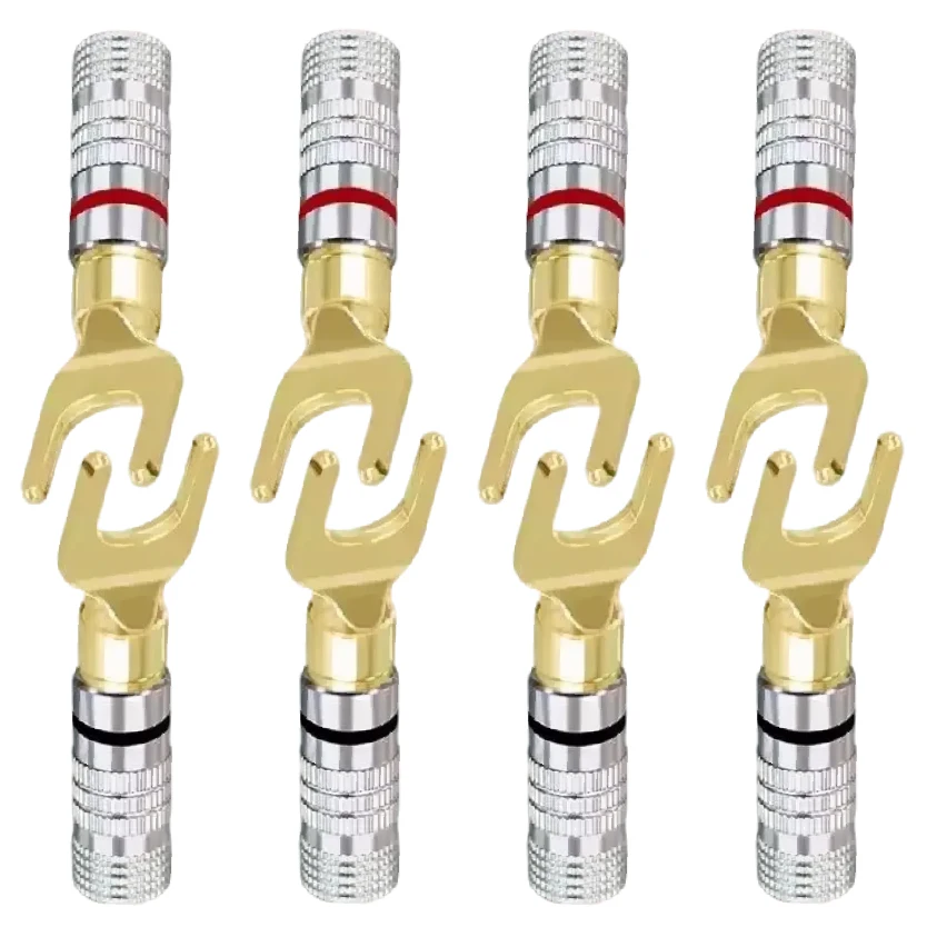 

Gold Plated Y-Spade Banana Plug Screw Terminal Connector for Speaker and Amplifier Connections