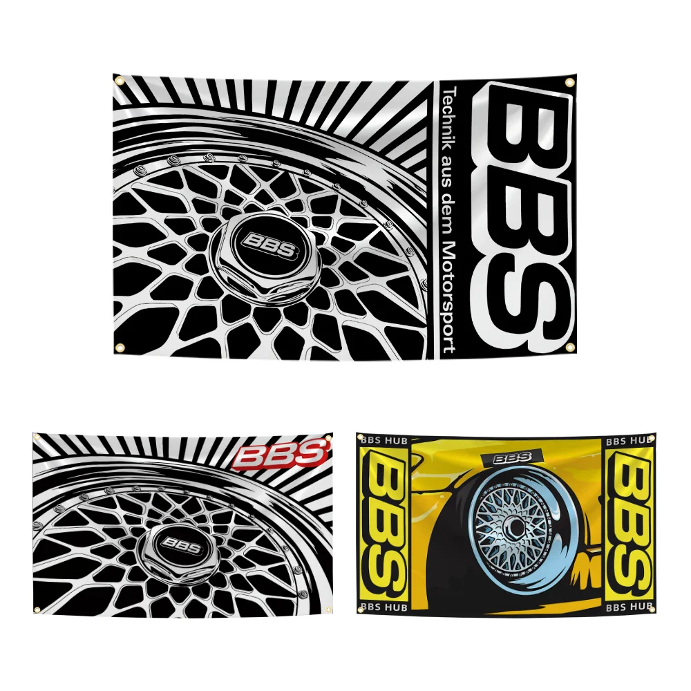 Bandera de cubo de rueda para deportes de motor de coche, B-BBS de 90x150cm, pancarta de impresión Digital de poliéster para decoración del hogar o al aire libre, tapiz