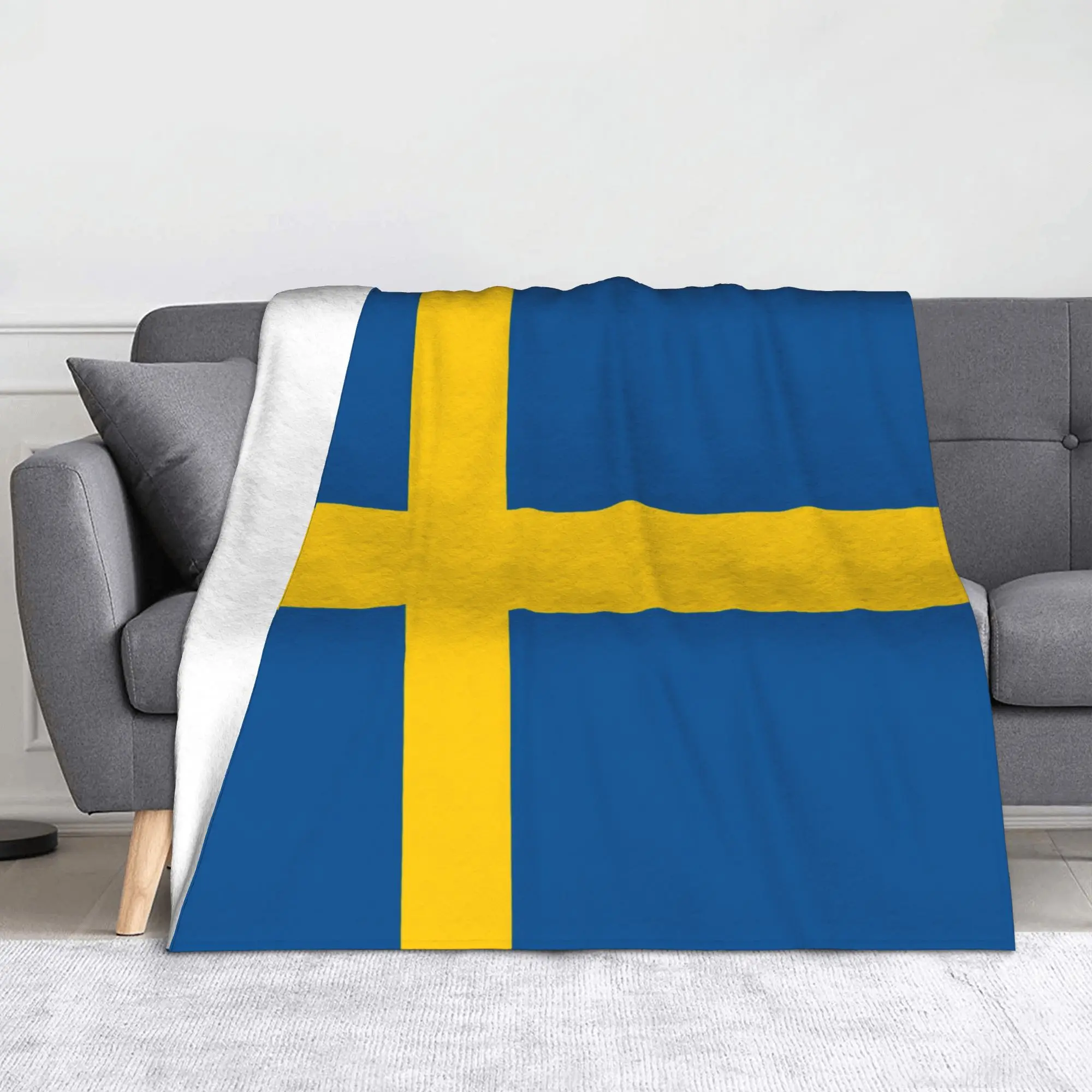 Sweden Swedish Scandinavian Nordic National Flag Throw Blanket for Couch  Soft Cozy Plush Blanket Bedspreads