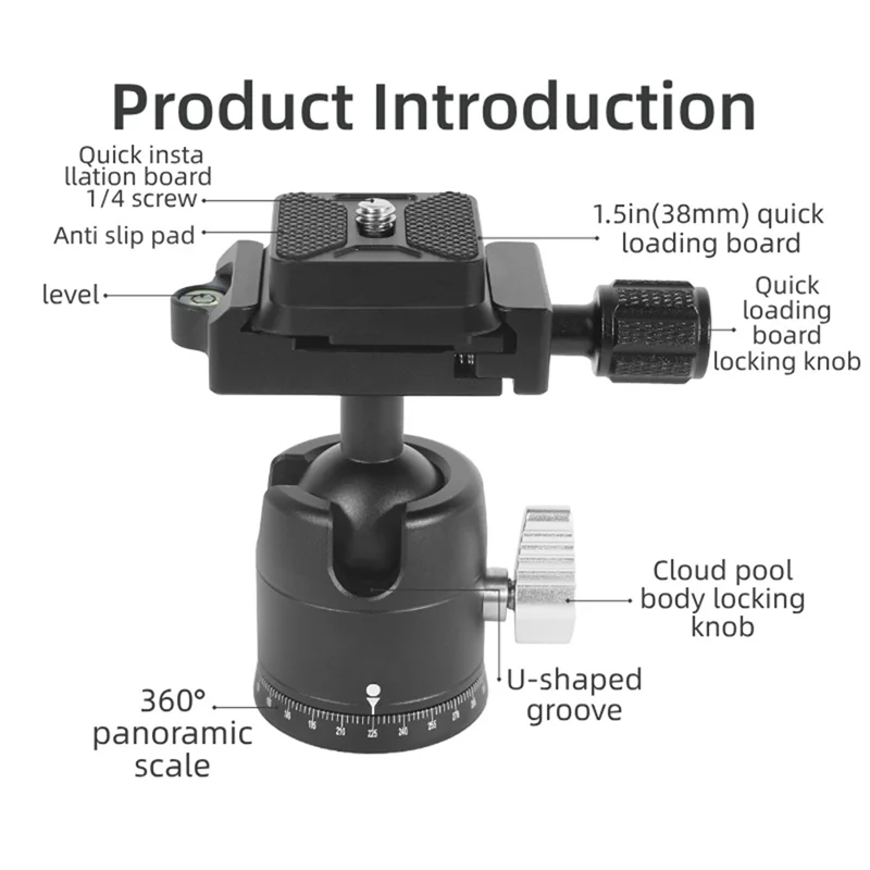 【Buy Now】1/4" Quick Release Plate Ball Head Tripod With 360 Degree Panoramic Rotation For Professional For DSLR Cameras
