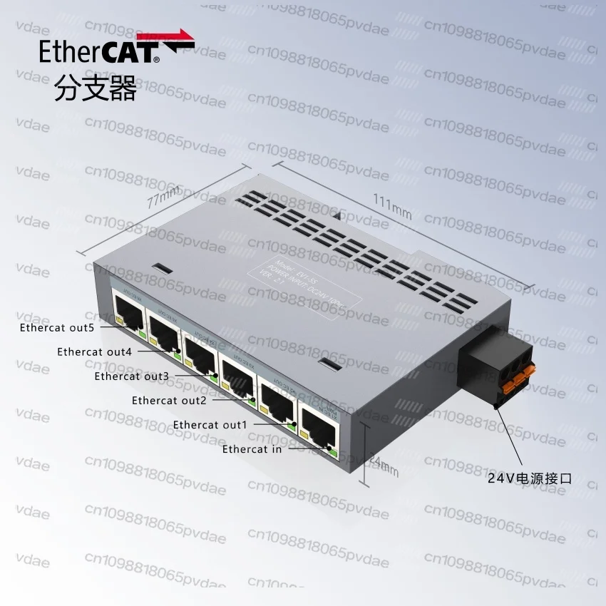 Ethercat Splitter Industrial Automation Switch Bus Module Distributor Gateway 1 in 5 Out